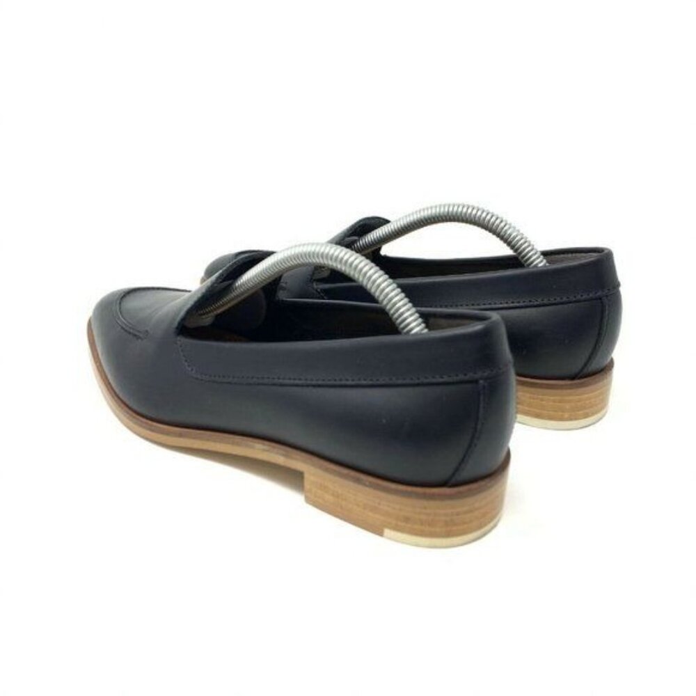 Everlane Size 5.5 The Modern Loafer Black Leather Slip On Flats Almond Apron Toe - Picture 7 of 9